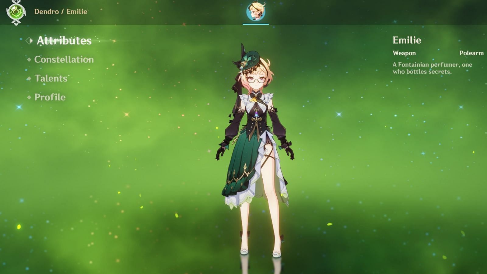Emilie in-game (Image via HoYoverse)